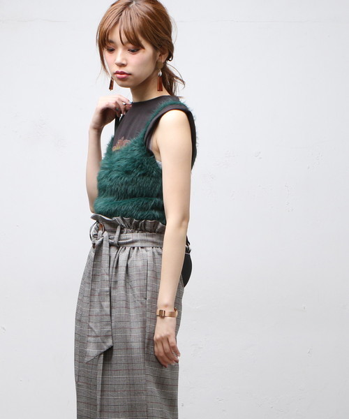 natural couture（ナチュラルクチュール）の「モンスターシャギービスチェ（ニット/セーター・レディース・アイボリー/ブラック/グリーン/プラム・FREE）」の12枚目の写真