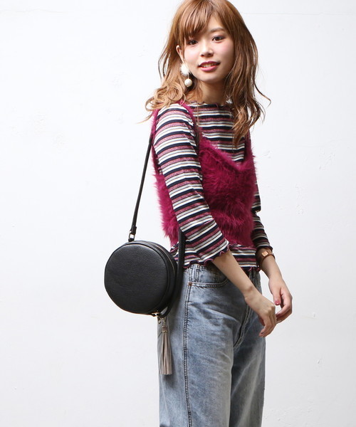 natural couture（ナチュラルクチュール）の「モンスターシャギービスチェ（ニット/セーター・レディース・アイボリー/ブラック/グリーン/プラム・FREE）」の14枚目の写真