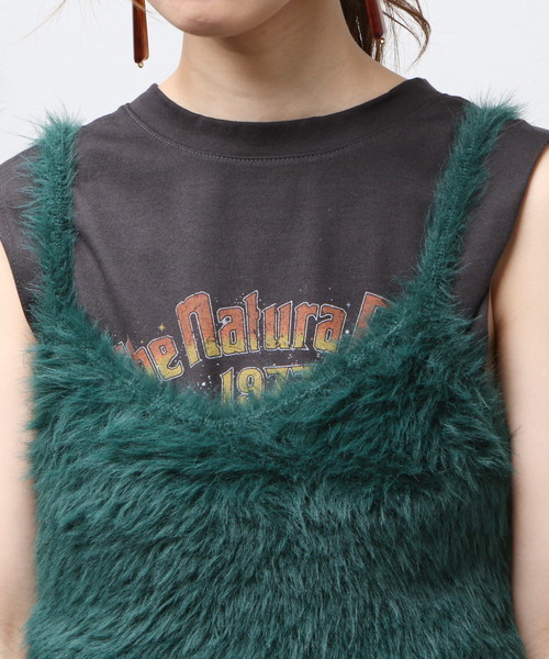 natural couture（ナチュラルクチュール）の「モンスターシャギービスチェ（ニット/セーター・レディース・アイボリー/ブラック/グリーン/プラム・FREE）」の8枚目の写真