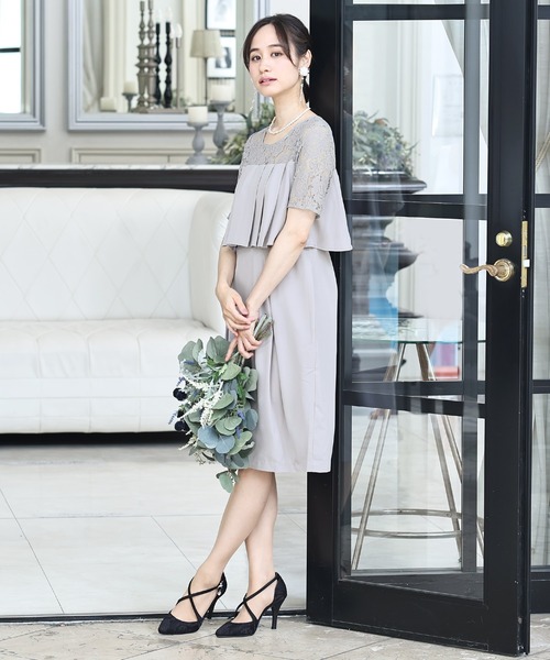 PourVous(プールヴー)の「ミニ丈&袖あり フォーマル タイト 大きいサイズ 結婚式 ワンピースドレス オケージョンドレス お呼ばれ 二次会 成人式 同窓会 謝恩会 20代 30代(ドレス・レディース・ブラック/ロイヤルブルー/グレー系その他/バーガンディー/グリーン/ピンクベージュ/パープル・S/M/L/XL/XXL/4L)」の9枚目の写真