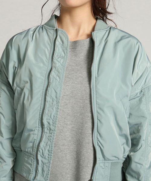 Alpha Industries（アルファインダストリーズ）の「【ALPHA】ドロップショルダーMA-1（MA-1・レディース・ライトグレー/ブラック/ベージュ/グリーン・M）」の14枚目の写真