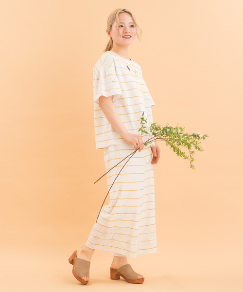 POU DOU DOU（プードゥドゥ）の「ウッド調ヒールサボ（スリッポン・レディース・イエロー/ブラック/グレー・3/4）」の8枚目の写真