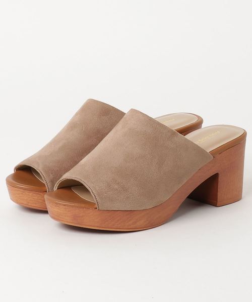 POU DOU DOU（プードゥドゥ）の「ウッド調ヒールサボ（スリッポン・レディース・イエロー/ブラック/グレー・3/4）」の3枚目の写真