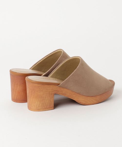 POU DOU DOU（プードゥドゥ）の「ウッド調ヒールサボ（スリッポン・レディース・イエロー/ブラック/グレー・3/4）」の4枚目の写真