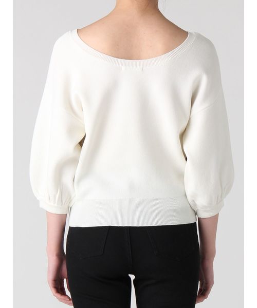 MURUA（ムルーア）の「ボーダーハーフスリーブニット（ニット/セーター・レディース・ホワイト/ブラック/オレンジ・FREE）」の11枚目の写真