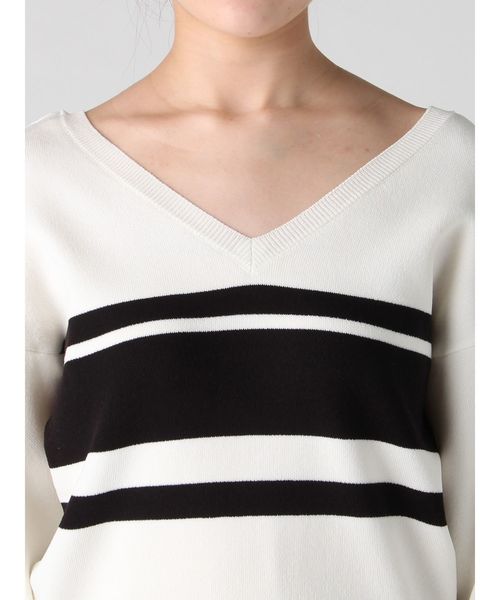 MURUA（ムルーア）の「ボーダーハーフスリーブニット（ニット/セーター・レディース・ホワイト/ブラック/オレンジ・FREE）」の13枚目の写真