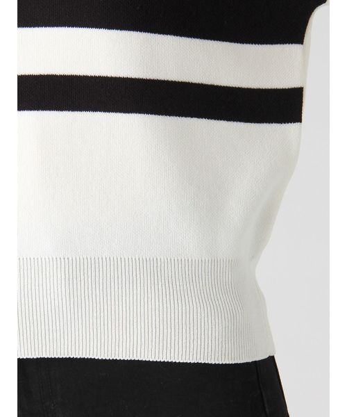 MURUA（ムルーア）の「ボーダーハーフスリーブニット（ニット/セーター・レディース・ホワイト/ブラック/オレンジ・FREE）」の4枚目の写真