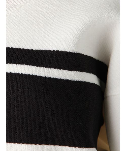 MURUA（ムルーア）の「ボーダーハーフスリーブニット（ニット/セーター・レディース・ホワイト/ブラック/オレンジ・FREE）」の18枚目の写真