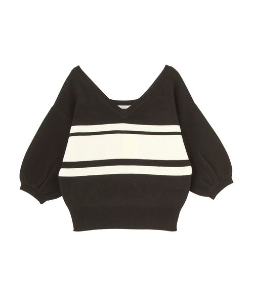 MURUA（ムルーア）の「ボーダーハーフスリーブニット（ニット/セーター・レディース・ホワイト/ブラック/オレンジ・FREE）」の21枚目の写真