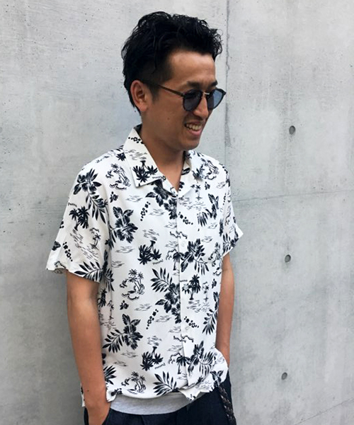 VENCEEXCHANGE（ヴァンスエクスチェンジ）の「WEB限定 トロピカル柄オープンカラーシャツ（シャツ/ブラウス・メンズ・ホワイト/ダークグレー・LARGE/MEDIUM）」の17枚目の写真
