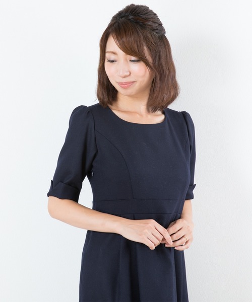 SweetMommy（スウィートマミー）の「メリノウール フォーマル マタニティワンピース [産前産後] [日本製]（マタニティウェア/グッズ・レディース・ブラック/ネイビー・LL/S/M/L）」の7枚目の写真