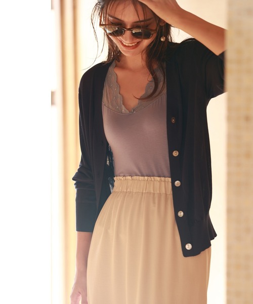 SAISON DE PAPILLON（セゾンドパピヨン）の「レースインナータンクトップ（タンクトップ・レディース・ホワイト/ブラック/ベージュ/ピンク/ブルー・フリー）」の8枚目の写真