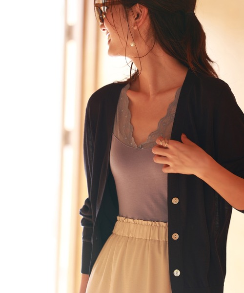 SAISON DE PAPILLON（セゾンドパピヨン）の「レースインナータンクトップ（タンクトップ・レディース・ホワイト/ブラック/ベージュ/ピンク/ブルー・フリー）」の7枚目の写真