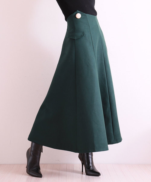 Sawa a la mode（サワアラモード）の「カッティングが美しいロングスカート（スカート・レディース・グリーン・FREE）」の5枚目の写真