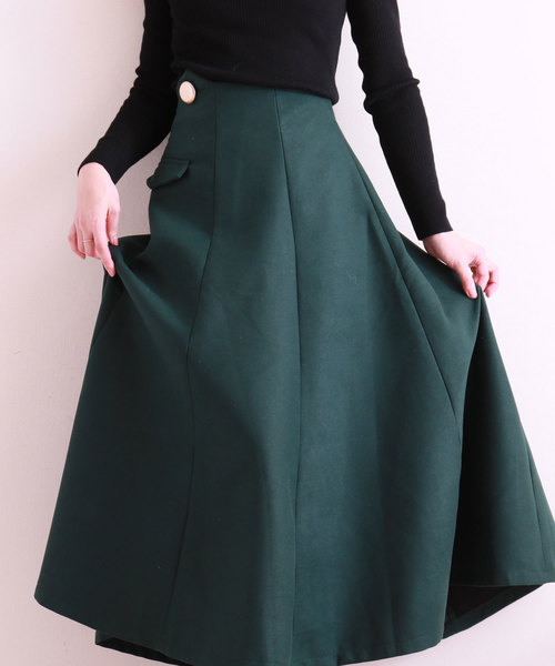 Sawa a la mode（サワアラモード）の「カッティングが美しいロングスカート（スカート・レディース・グリーン・FREE）」の6枚目の写真