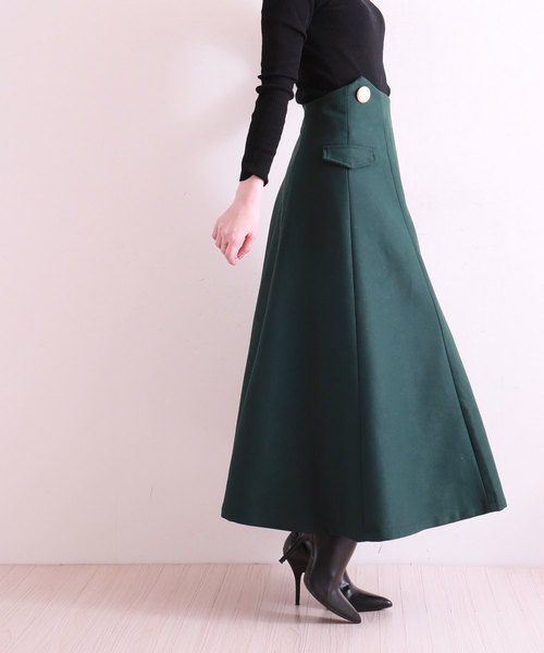 Sawa a la mode（サワアラモード）の「カッティングが美しいロングスカート（スカート・レディース・グリーン・FREE）」の9枚目の写真