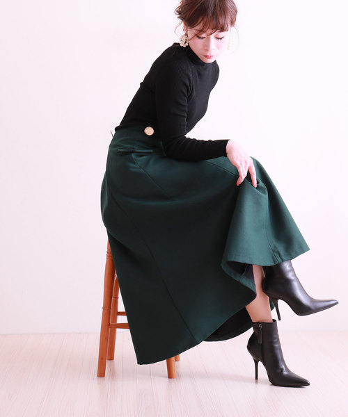 Sawa a la mode（サワアラモード）の「カッティングが美しいロングスカート（スカート・レディース・グリーン・FREE）」の10枚目の写真
