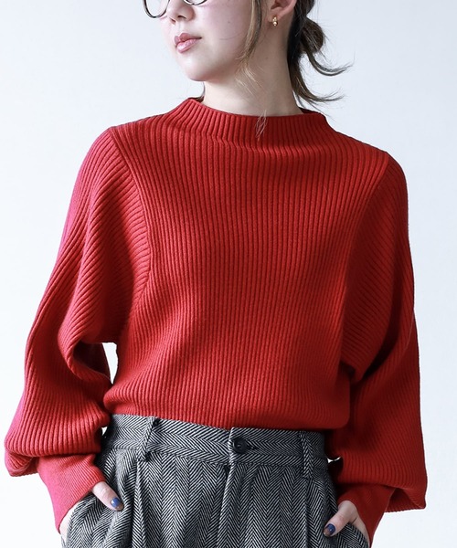 n'OrLABEL(ノアールレーベル)の「『パフスリーブデザインリブニット』(ニット/セーター・レディース・チャコールグレー/ブラック/レッド/アイボリー/ダークグリーン/ピンクベージュ/ブルー・FREE)」の7枚目の写真