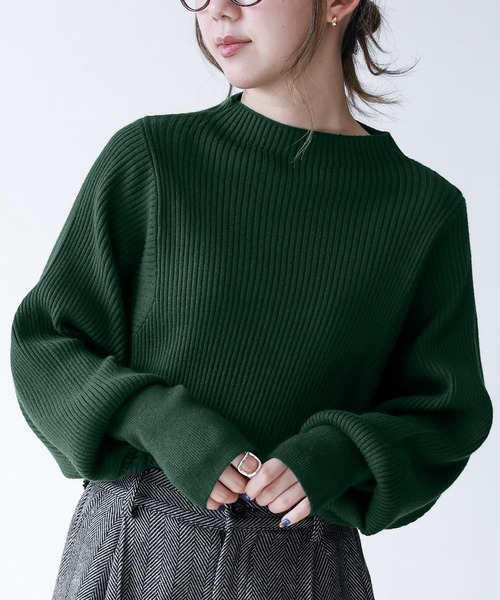 n'OrLABEL(ノアールレーベル)の「『パフスリーブデザインリブニット』(ニット/セーター・レディース・チャコールグレー/ブラック/レッド/アイボリー/ダークグリーン/ピンクベージュ/ブルー・FREE)」の5枚目の写真