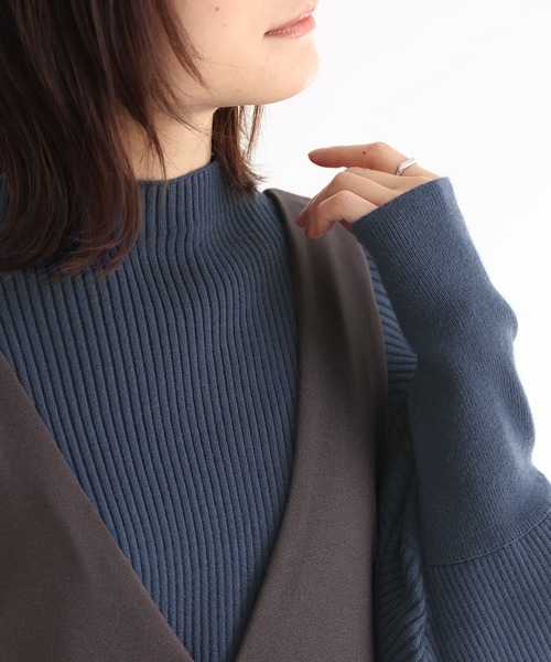 n'OrLABEL(ノアールレーベル)の「『パフスリーブデザインリブニット』(ニット/セーター・レディース・チャコールグレー/ブラック/レッド/アイボリー/ダークグリーン/ピンクベージュ/ブルー・FREE)」の22枚目の写真