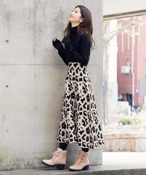 KOBE LETTUCE（コウベレタス）の「レオパード柄ニットフレアスカート
