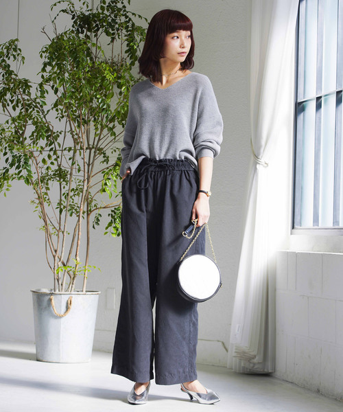 WEGO（ウィゴー）の「WEGO/ピーチサテンワイドパンツ（その他パンツ・レディース・ライトピンク/ブラック/サックスブルー/キャメル・MEDIUM/LARGE/SMALL）」の8枚目の写真