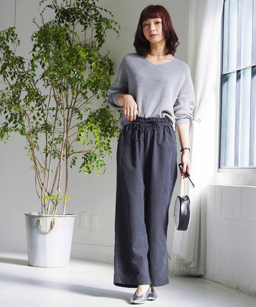 WEGO（ウィゴー）の「WEGO/ピーチサテンワイドパンツ（その他パンツ・レディース・ライトピンク/ブラック/サックスブルー/キャメル・MEDIUM/LARGE/SMALL）」の9枚目の写真