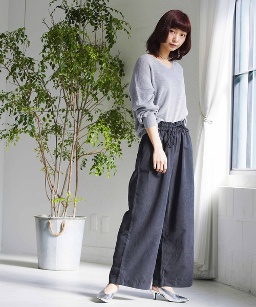 WEGO（ウィゴー）の「WEGO/ピーチサテンワイドパンツ（その他パンツ・レディース・ライトピンク/ブラック/サックスブルー/キャメル・MEDIUM/LARGE/SMALL）」の10枚目の写真