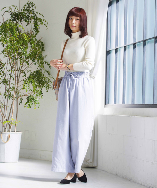 WEGO（ウィゴー）の「WEGO/ピーチサテンワイドパンツ（その他パンツ・レディース・ライトピンク/ブラック/サックスブルー/キャメル・MEDIUM/LARGE/SMALL）」の13枚目の写真