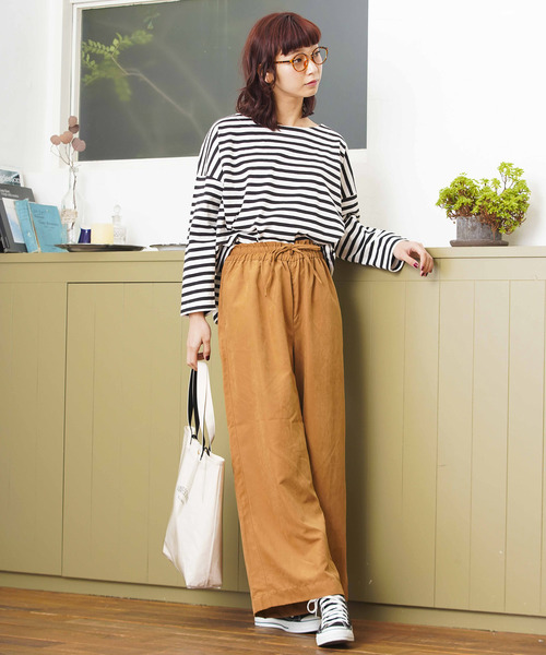 WEGO（ウィゴー）の「WEGO/ピーチサテンワイドパンツ（その他パンツ・レディース・ライトピンク/ブラック/サックスブルー/キャメル・MEDIUM/LARGE/SMALL）」の17枚目の写真