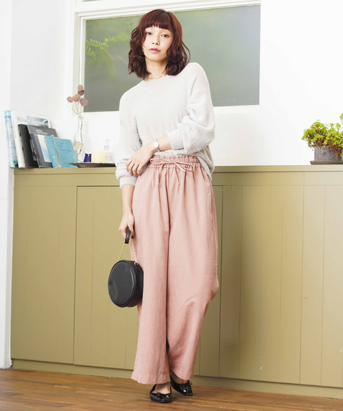 WEGO（ウィゴー）の「WEGO/ピーチサテンワイドパンツ（その他パンツ・レディース・ライトピンク/ブラック/サックスブルー/キャメル・MEDIUM/LARGE/SMALL）」の20枚目の写真