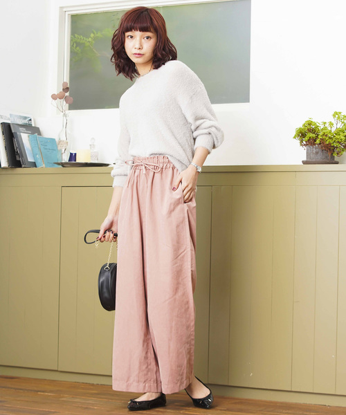 WEGO（ウィゴー）の「WEGO/ピーチサテンワイドパンツ（その他パンツ・レディース・ライトピンク/ブラック/サックスブルー/キャメル・MEDIUM/LARGE/SMALL）」の21枚目の写真