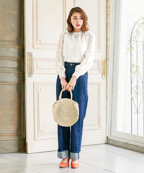 KOBE LETTUCE（コウベレタス）の「袖コンシャスハイネックレースブラウス（シャツ/ブラウス・レディース・ブラック/オフホワイト・FREE）」の8枚目の写真