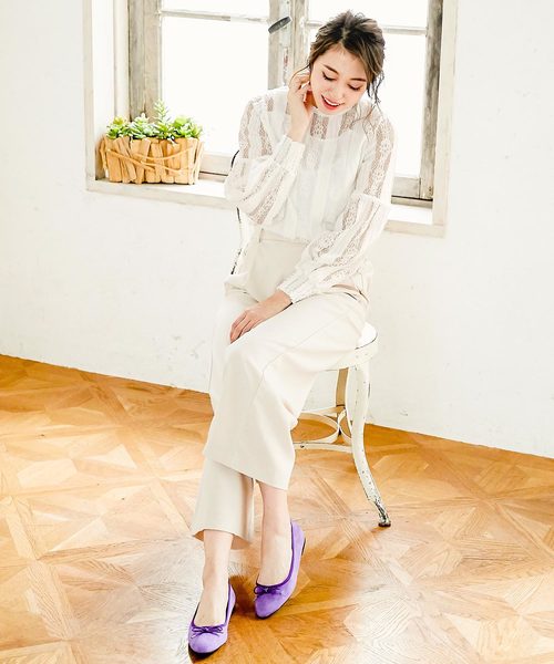 KOBE LETTUCE（コウベレタス）の「袖コンシャスハイネックレースブラウス（シャツ/ブラウス・レディース・ブラック/オフホワイト・FREE）」の11枚目の写真