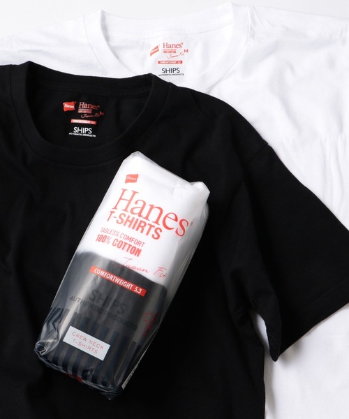 HANES(ヘインズ)の「Hanes×SHIPS: 別注 NEW Japan Fit COMFORT WEIGHT 5.3/2P COMBI TEE (2枚組)(Tシャツ/カットソー・メンズ・ブラック/ネイビー・SMALL/MEDIUM/LARGE/X-LARGE)」の2枚目の写真