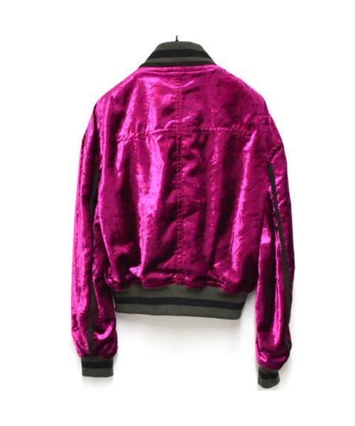 HAIDER ACKERMANN ハイダー・アッカーマン ベロアブルゾンボンバー ブランド古着】レザーパッチ付きベロアブルゾンボンバージャケット