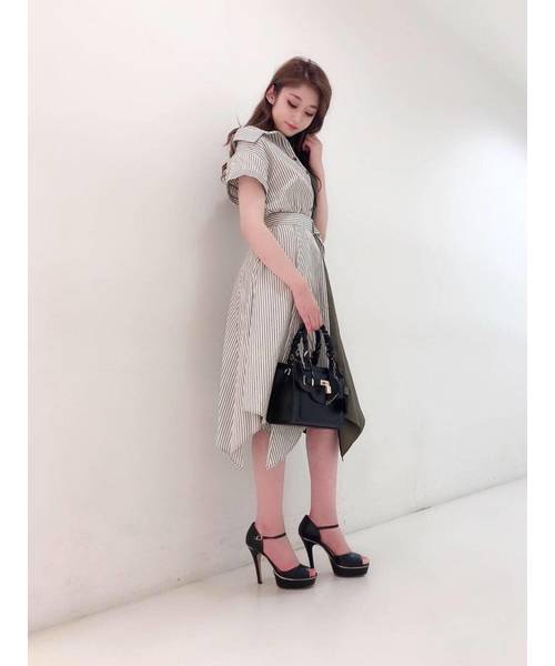 Mcbee セシルマクビー のファッション シャツワンピース Cecil ブロッキングストライプシャツワンピース シャツワンピース Cecil ワンピース セール