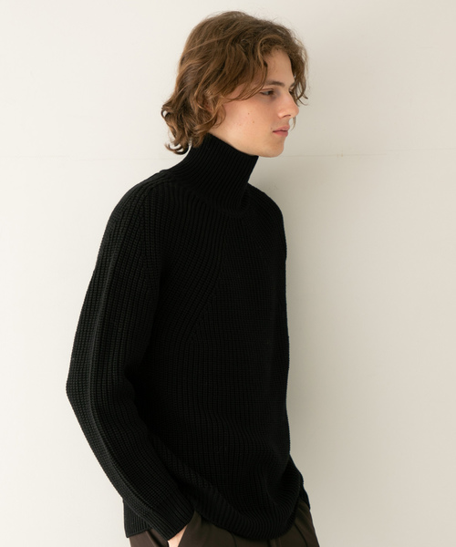 バトナー　シグネチャー　ハイネック　ウール　ニット　セーター　メンズ　ブラック BATONER（バトナー）の「シグネチャータートルネックニット