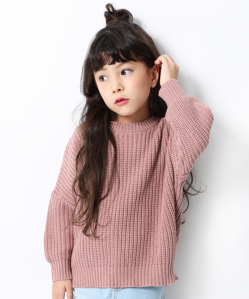 devirock（デビロック）の「畦編みビッグニット（ニット/セーター・キッズ・ダークグリーン/パープル系その他/スモークピンク/モカ/マスタード/アイボリー/スミクロ/ブルー系その他/ネイビー/ベージュ・110cm/100cm/120cm/130cm/140cm/150cm/160cm）」の10枚目の写真