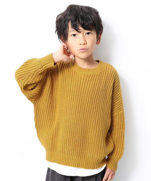 devirock（デビロック）の「畦編みビッグニット（ニット/セーター・キッズ・ダークグリーン/パープル系その他/スモークピンク/モカ/マスタード/アイボリー/スミクロ/ブルー系その他/ネイビー/ベージュ・110cm/100cm/120cm/130cm/140cm/150cm/160cm）」の9枚目の写真