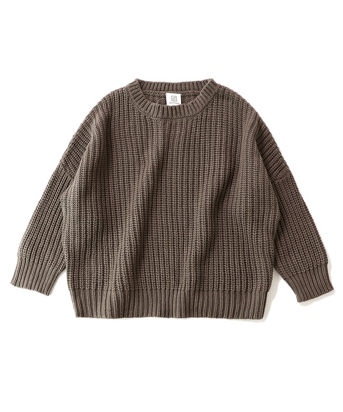 devirock（デビロック）の「畦編みビッグニット（ニット/セーター・キッズ・ダークグリーン/パープル系その他/スモークピンク/モカ/マスタード/アイボリー/スミクロ/ブルー系その他/ネイビー/ベージュ・110cm/100cm/120cm/130cm/140cm/150cm/160cm）」の18枚目の写真