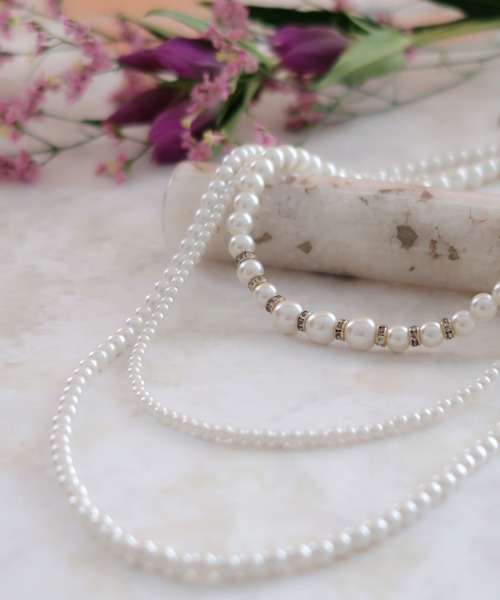 Cupid Heart（キューピッドハート）の「【Cupid Heart】結婚式アクセ マルチウェイ3連パールネックレス（ネックレス・レディース・ベージュ・MEDIUM）」の3枚目の写真