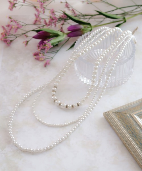 Cupid Heart（キューピッドハート）の「【Cupid Heart】結婚式アクセ マルチウェイ3連パールネックレス（ネックレス・レディース・ベージュ・MEDIUM）」の6枚目の写真