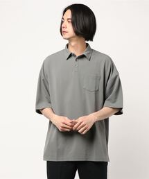 /Bl/梨地ビッグシルエットポロシャツ 半袖
