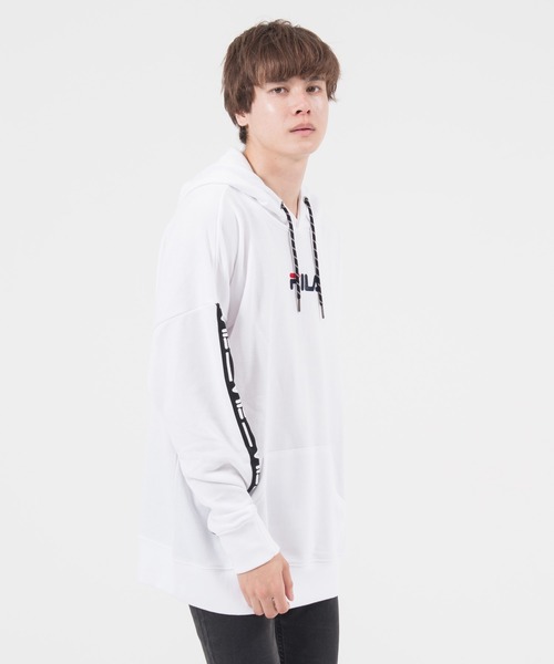 FILA(フィラ)の「【FILA/フィラ】WEB限定 別注 ビックシルエット ロゴテープ スウェット プルパーカー(パーカー・メンズ・ブラック/ホワイト/杢グレー・M/L/LL/5L/3L/4L)」の10枚目の写真