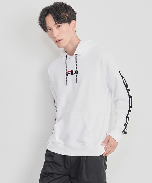 FILA(フィラ)の「【FILA/フィラ】WEB限定 別注 ビックシルエット ロゴテープ スウェット プルパーカー(パーカー・メンズ・ブラック/ホワイト/杢グレー・M/L/LL/5L/3L/4L)」の18枚目の写真