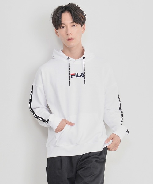 FILA(フィラ)の「【FILA/フィラ】WEB限定 別注 ビックシルエット ロゴテープ スウェット プルパーカー(パーカー・メンズ・ブラック/ホワイト/杢グレー・M/L/LL/5L/3L/4L)」の19枚目の写真