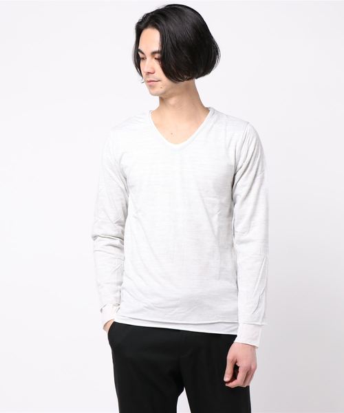 Bling Leads(ブリングリーズ)の「《Bl》アンサンブルVネック長袖Tシャツ(Tシャツ/カットソー・メンズ・ホワイト/ブラック/ネイビー/グレー/ワインレッド・MEDIUM/LARGE/X-LARGE)」の2枚目の写真
