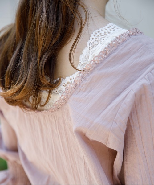 flower（フラワー）の「レディーレースブラウス（シャツ/ブラウス・レディース・アイボリー/ピンクベージュ・FREE）」の11枚目の写真