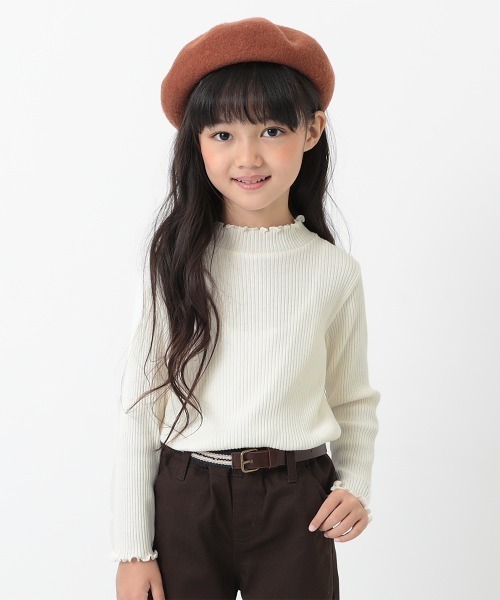 devirock（デビロック）の「リブ長袖Tシャツ（Tシャツ/カットソー・キッズ・ライトブラウン/ブラック/パープル系その他/テラコッタ/オフホワイト/モカ・110cm/160cm/120cm/100cm/150cm/130cm/140cm）」の2枚目の写真